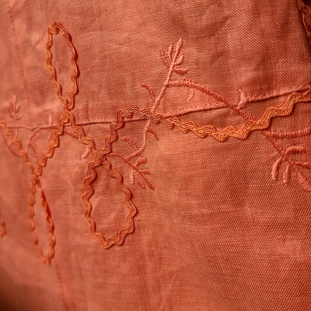E-col-o-gie tangerine linen embroidered skirt sz10 - Picture 6 of 10